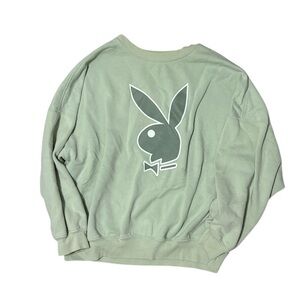 PLAYBOYxPacsun Womans XS Mint Green Fleece crewneck